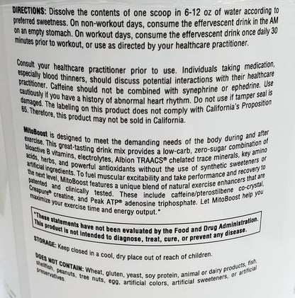 A high-quality source of electrolytes, Mitoboost combines Sodium, Potassium, and Magnesium to help support energy production, muscle contraction, pH balance, fluid balance, nerve transmission, and protects the body from free radicals. Containing B Vitamins in their active forms, making Mitoboost MTHFR Friendly. B vitamins are necessary for energy, and oxygen transport to the cells.