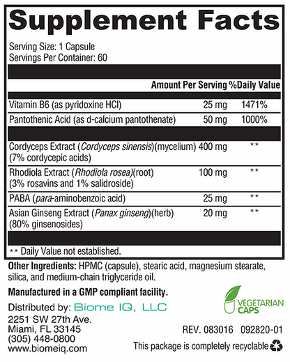 Adrenal Balance is designed to support the adrenal system by improving the body’s apoptogenic response and supporting adrenal hormone production. The formula combines high quality apoptogenic herbs with key B vitamins which helps manage your bodies response to stress and supports proper adrenal functioning. Adrenal health influences thyroid function. The thyroid relies on Cortisol to work efficiently. Maintaining adrenal health can help improve thyroid health.