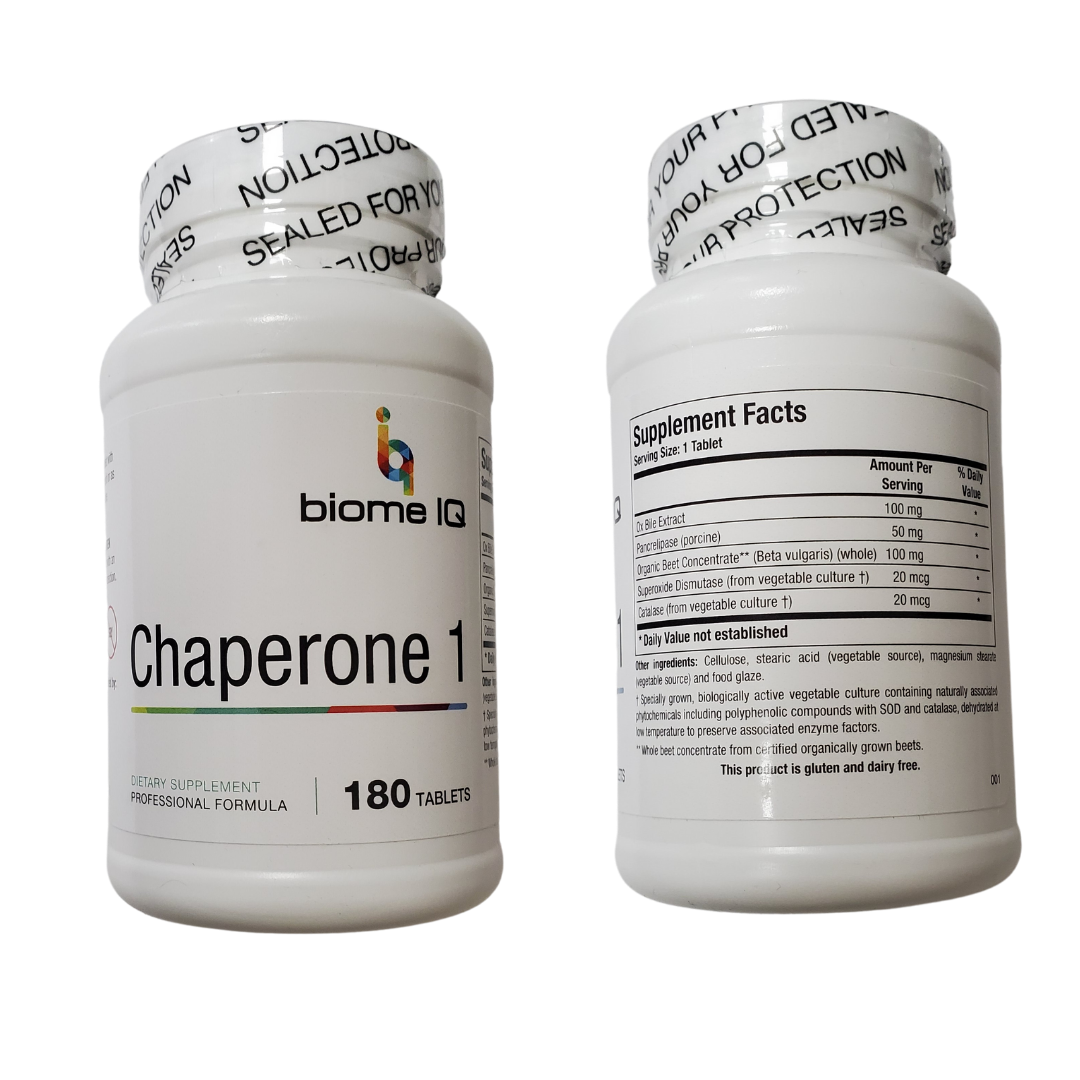 Chaperone 1 is composed of bile salts, SOD, and catalase. This is used to improve the ability of butyrate to move into the cells as it can function as a heat shock protein. SOD binds to molecules of copper and zinc to break down toxins. Charged oxygen molecules called superoxide radicals are byproducts of normal cell processes, these free radicals must be broken down regularly to avoid damaging cells, in this case motor neurons.