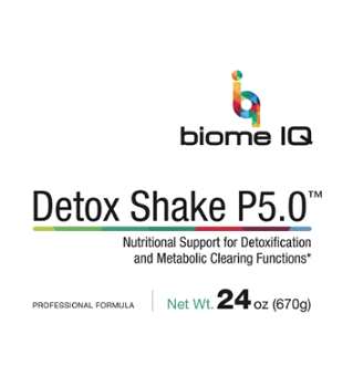 BiomeIQ MTHFR Supplements - Detox Shake P5.0 - Soutien nutritionnel pour les fonctions de détoxification et de nettoyage métabolique.  Ce shake peut être utilisé seul pour un soutien quotidien continu à la détoxification ou en combinaison avec le P5.0 30-Pack.  Conçu pour répondre aux exigences rigoureuses de la réduction de l'enzyme MTHFR.